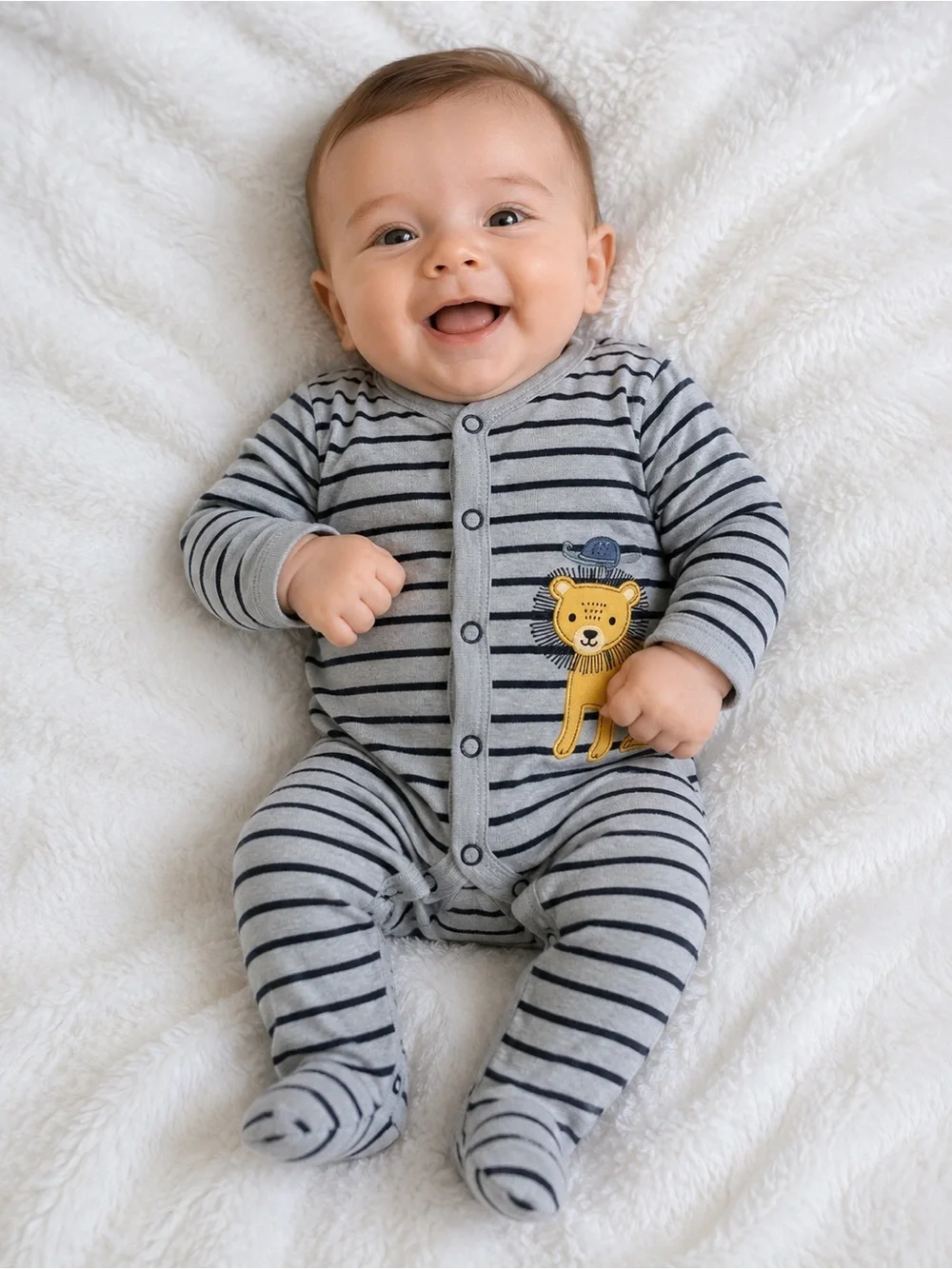 Carter's Light Gray & Black Striped Footed One-Piece size 3 mth